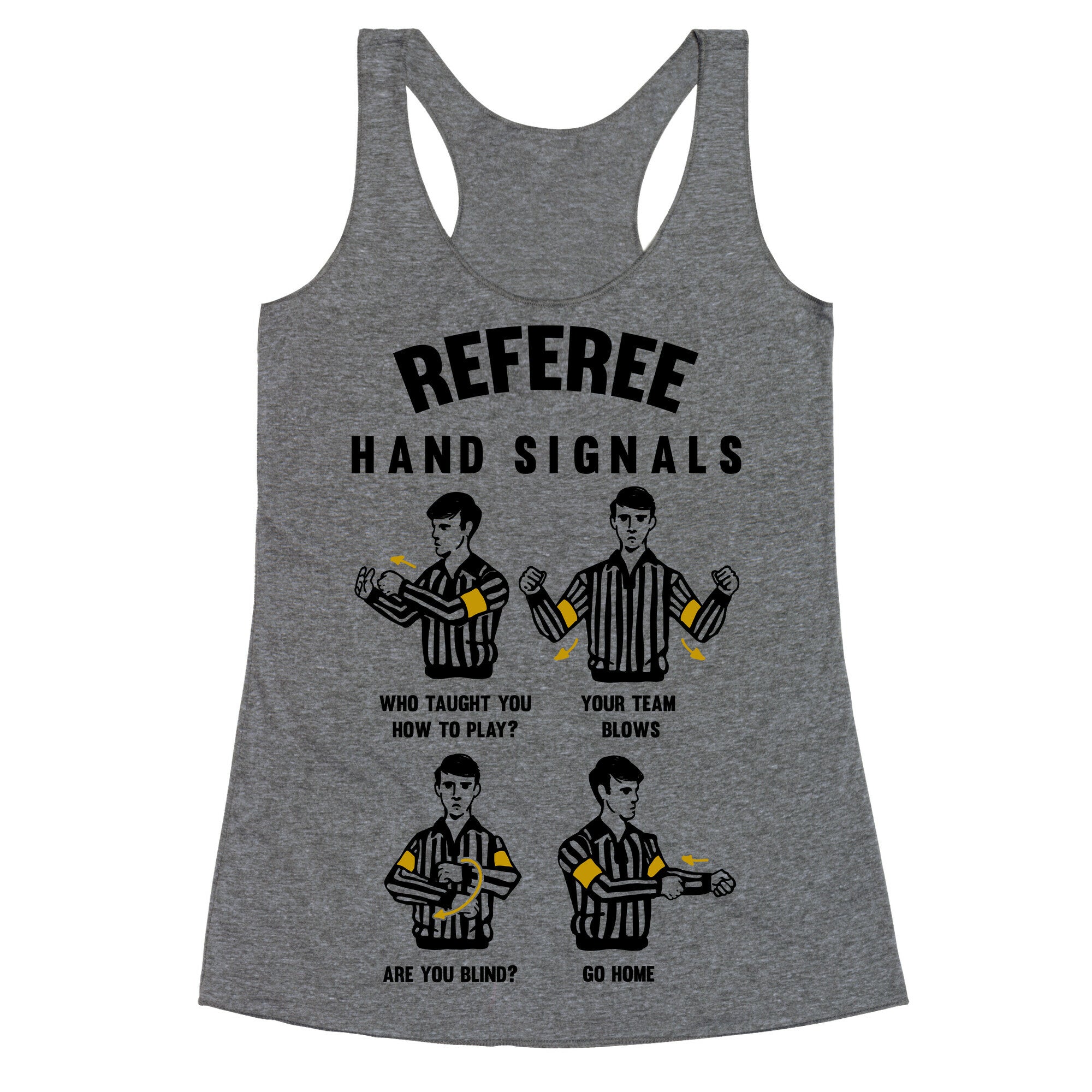 Funny Referee Hand Signals Racerback Tank